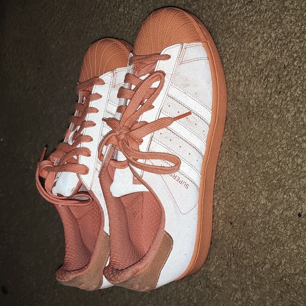 Peach Adidas Shell Toe Men Size 8 Shoes